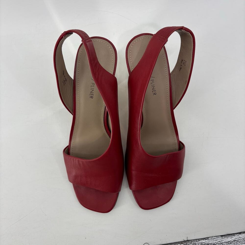 Donald Pliner Womens Size 9.5 Red Open Toe Pumps Slingback Gold Heels - Picture 6 of 13